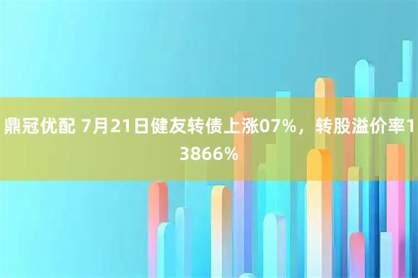 鼎冠优配 7月21日健友转债上涨07%，转股溢价率13866%