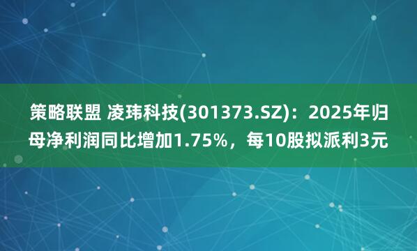 策略联盟 凌玮科技(301373.SZ)：2025年归母净利润同比增加1.75%，每10股拟派利3元